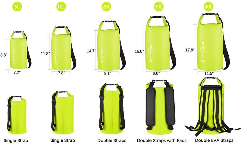 OMGear Waterproof Dry Bag Backpack Waterproof Phone Pouch 40L/30L/20L/10L/5L Floating Dry Sack for Kayaking Boating Sailing Canoeing Rafting Hiking Camping Outdoors Activities (Bright Yellow,10L) - Image 2
